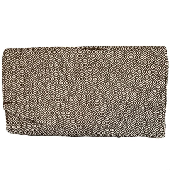 Isly Brown Diamond Print Cloth Clutch - Picture 1 of 7